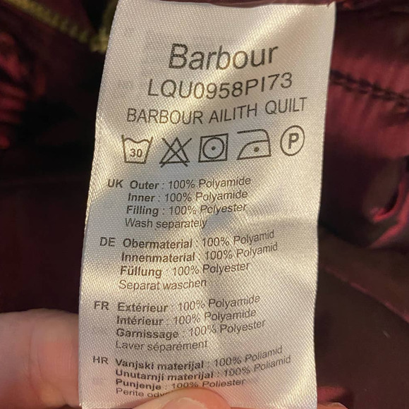 BARBOUR Ailith Berry Pink Gold Quilt Vegan Sustainable Puffer Jacket Size 4 - Picture 7 of 13